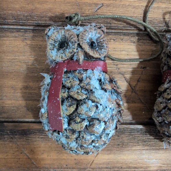 Frosty Owl Ornaments 2"x3" Inches Christmas Ornament Holiday Woodland Snow Set 4 - Picture 2 of 8